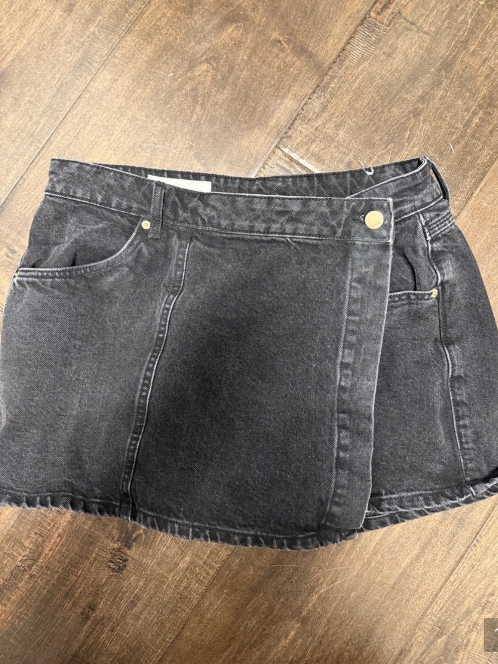 Zara Black Denim Mini Skort